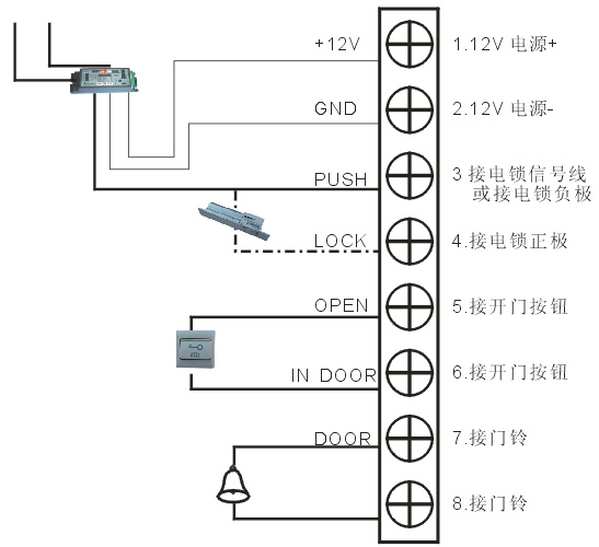 门禁电源控制器接线法图片